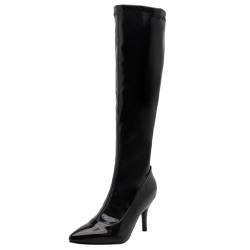 Asterisco Kniehohe Damenstiefel mit Stiletto-Absatz Höhe Ferse Stiefel Pointed Toe Zip Partystiefel, K40687Pl Schwarz Gr 42 EU/44Cn von Asterisco