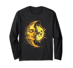 Boho Sonne Mond Vintage himmlisch mystisch Langarmshirt von Astrology symbols Cosmic Lunar sun face Boho moon