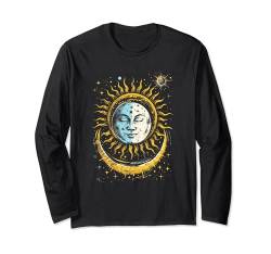 Boho Sonne Mond Vintage himmlisch mystisch Langarmshirt von Astrology symbols Cosmic Lunar sun face Boho moon