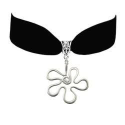 Asukohu Verstellbare Halskette mit unregelmäßigem Blumenanhänger, elegante Halsband-Halskette, Metall von Asukohu