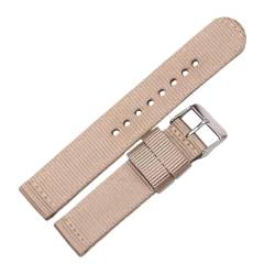 Ateldooly Armband Nylon Canvas Strap 18/20/22/24mm Damen Herren Ersatzband Uhrenzubehör Armband, Khaki, 22mm von Ateldooly