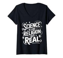 Damen Atheistische Wissenschaft ist wie Religion aber echt T-Shirt mit V-Ausschnitt von Atheism Atheist Anti Religion Agnostic