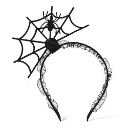 Athem Spinnen Netz Haarreifen - Spinnen Stirnband für Hexen Kostüm, Kopfschmuck Haarschmuck für Halloween, Fasching & Karneval Party, Halloween Deko Accessoire für Kinder, Erwachsene, Damen & Herren von Athem