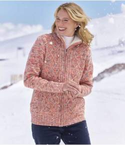 Melierte Strickjacke mit Futter aus Coralfleece von Atlas For Men