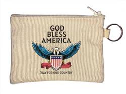 God Bless America Pray for Our Country Weißkopfseeadler Schlüsselanhänger Münzbörse Beige, beige, Einheitsgröße von Atspauda