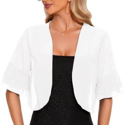 Atxnn Damen Chiffon Bolero Festlich Kurzarm Bolerojacke Elegant Kurze Cardigan Leicht Schulterjacke Perfekt mit Allerlei Cocktailkleid Abendkleid von Atxnn