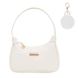 Aucuu Umhängetaschen für Damen,Handtasche Damen, Leder Schultertasche, Retro Achsel Tasche, Fashion Freizeit Unterarmtasche mit Pom-Pom-Schlüsselanhänger, für Dating, Party, Einkaufe, Geburtstag von Aucuu