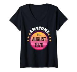 Damen Fantastisch seit August 1976 Geburtstag 1976 August Vintage T-Shirt mit V-Ausschnitt von August Birthday Awesome Since August Vintage