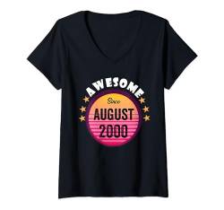 Damen Fantastisch seit August 2000 Geburtstag August 2000 Vintage T-Shirt mit V-Ausschnitt von August Birthday Awesome Since August Vintage