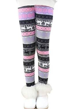 Auranso Thermo Leggings Mädchen Kinder Gefütterte Winterleggins Dick Thermohose Lila C 116-122 von Auranso