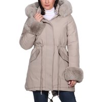 Aurela Damenmode Wendejacke Damen Steppjacke warme Outdoor Wendejacke moderner Wendelook, herausnehmbares Teddyfell, Zugband (Taillenbereich) von Aurela Damenmode