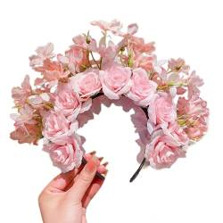 Ethnisches Braut-Stirnband, Haarkranz, Blumen, Hochzeit, Blumen-Stirnband, doppelseitiges Haarband, Haar-Accessoire von Aurgiarme