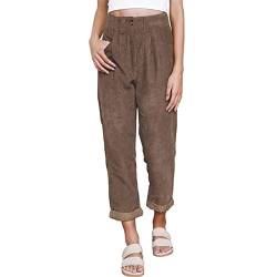 Ausla Damen Retro Hohe Taille Gerade Bequem Cordhose Slim Pants(m-Braun) von Ausla