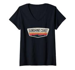 Damen Sunshine Coast Australia - Sunshine Coast Australia Shield T-Shirt mit V-Ausschnitt von Australia Trading Op.