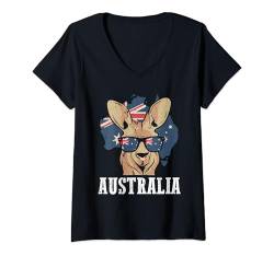 Damen Australier Känguru Aussie Australien T-Shirt mit V-Ausschnitt von Australien Australier Geschenk