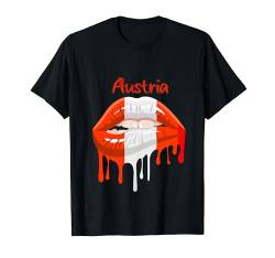 Austria Flag Heart Heartbeat for Austria Men Women Kids Girl T-Shirt von Austria Flag Austria lover Heart Star White Red