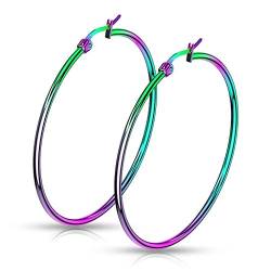 Autiga® Damen Creolen Kreolen Ohrringe Ohrstecker Edelstahl rainbow 25 mm von Autiga