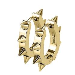 Creolen Klappcreolen Ohrringe Edelstahl Spikes Stacheln Herren Damen Gothic Punk gold von Autiga