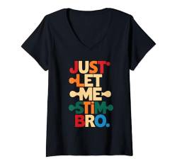 Damen Just Let Me Stim Bro Lustiges Autismus-Bewusstsein Kinder Jungen T-Shirt mit V-Ausschnitt von Autism Awareness Kids Boys Apparel