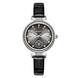 Avaner Damenuhr Armbanduhr mit Rundes Gehäuse Quarzuhr für Damen Echtleder Armband Uhr Kristalluhr für Frauen von Avaner
