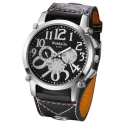 Avaner Uhren Herren Punk Armbanduhren: Steampunk Herrenuhr PU Leder Armbanduhr mit großes Zifferblatt Breites Armband Rock Motorrad Analog Quarz Uhr Geschenk für Männer von Avaner