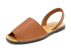 Avarca - Made In Spain - Echtleder Damen Sandalen einfarbig - schöne, Bequeme und praktische Menorca Ibiza Sommerschuhe Strandschuhe 201, 42 EU Schmal, Milk-chocolate (Brown) von Avarca