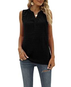 Avondii Damen Sommer Bluse V-Ausschnitt Oberteil Elegant T-shirt Ärmellos Top (XXL, A-Schwarz) von Avondii