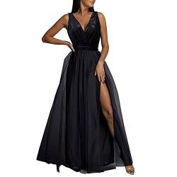 Avrilight Festkleid Frauen-reizvoller Normallack-Tüll-Abschlussball-Kleid-langes formales Abendkleid mit Schlitz-Kleid Rückenfreies Kleid von Avrilight