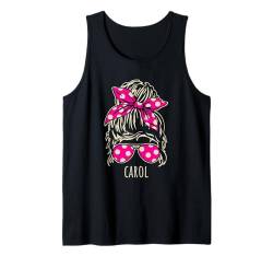 Carol Messy Hair Bun Polka Dot Ribbon Sonnenbrille Designs Tank Top von Awesome Carol Designs for Girls Name Carol