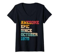 Damen 45 Years Old Awesome Epic Since Oktober 1979 45th Birthday T-Shirt mit V-Ausschnitt von Awesome Epic Since Birthday Gifts Store By Mj