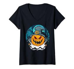 Damen Lustiges Halloween-Kürbis-Kostüm T-Shirt mit V-Ausschnitt von Awesome Halloween Gifts Apparel and Accessories