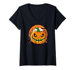 Damen Lustiges Halloween-Kürbis-Kostüm T-Shirt mit V-Ausschnitt von Awesome Halloween Gifts Apparel and Accessories