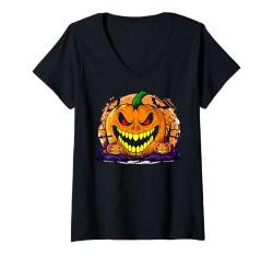 Damen Lustiges Halloween-Kürbis-Kostüm T-Shirt mit V-Ausschnitt von Awesome Halloween Gifts Apparel and Accessories