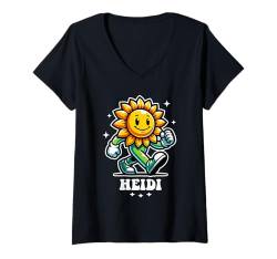 Damen Heidi Süße Sonnenblume Design für Mädchen Name Heidi T-Shirt mit V-Ausschnitt von Awesome Heidi Designs for Girls Name Heidi