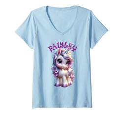 Damen Paisley süßes Einhorn-Design für Mädchen Name Paisley T-Shirt mit V-Ausschnitt von Awesome Paisley Designs for Girls Name Paisley