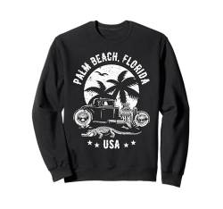 Hotrod im Distressed-Design von Palm Beach, Florida, Sonnenuntergang Sweatshirt von Awesome Palm Beach Florida USA Designs Souvenirs