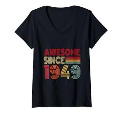 Damen Fantastische Geschenke für 75-Jährige seit 1949 zum 75 T-Shirt mit V-Ausschnitt von Awesome Since Birthday Gifts Collections by Mj