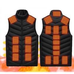 Beheizbare Weste Herren Heizweste Winter: Damen WäRmeweste Usb Elektrischer Beheizte Weste 21 Zonen Heizung Heated Vest für Skifahren (DE/NL/SE/PL, Alphanumerisch, 4XL, Regular, Regular, Schwarz) von Awoyep