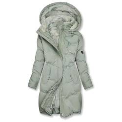 Awrvia Steppjacke Damen Winter Warmer Winterjacke Lang Baumwolle Pufferjacke mit Kapuze Wintermantel Gefüttert Fleece Daunenjacke Slim Fit Fleecejacke Einfarbiges Mode Mantel Outdoor Trachtenjacke von Awrvia