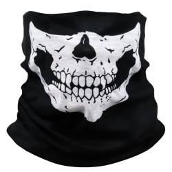 Awumbuk Multifunktionstuch Skull Sturmhaube Motorrad Herren, Halloween Totenkopf Maske Wärm und Schutztuch Skelett Sturmmaske Ski Halstuch Schlauchschal von Awumbuk