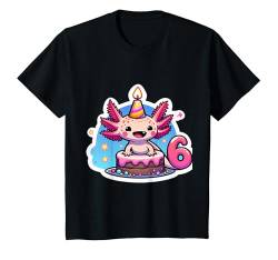 Kinder Axolotl wird 6 Jahre alt, Geburtstagsparty, 6. Junge, Geburtstag, Mädchen T-Shirt von AwweTees Co.