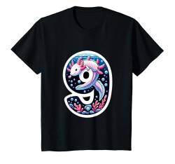 Kinder Axolotl wird 9 Jahre alt, Geburtstagsparty, 9. Junge, Geburtstag, Mädchen T-Shirt von AwweTees Co.