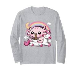 Axolotl Einhorn Regenbogen Kawaii Jungen Mädchen Ramen Nudel Anime Langarmshirt von Axolotl Funny Costume Outfit Adult Youth Gifts