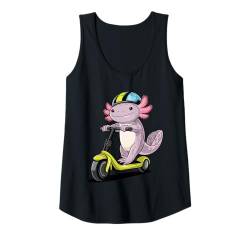 Damen Axolotl Fahren Scooter Lustig Kawaii Jungen Mädchen Niedlich Axolotl Tank Top von Axolotl Funny Costume Outfit Adult Youth Gifts