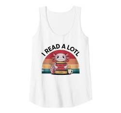 Damen Ich lese viel Axolotl Retro Lustiges Lesen Bücherliebhaber Vintage Tank Top von Axolotl Funny Costume Outfit Adult Youth Gifts