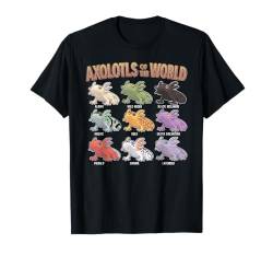 Axolotls of the World Süßes Anime-Salamander-Kunstwerk Kawaii T-Shirt von Axolotl Lover Kawaii Amphibian Artwork Otaku