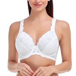 Ayigedu Damen Spitze Minimizer BH Volle Abdeckung Plus Size Bügel Nicht Gepolstert Komfort BH, weiß, 95C von Ayigedu