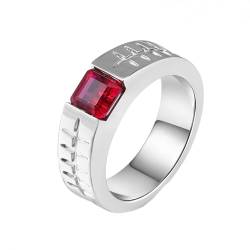 Ayoiow 18 K Weißgold Ring Verlobung Gold Quadratschliff Rot Lab Erstellt Ruby 6Mm Breite Verlobungsring von Ayoiow