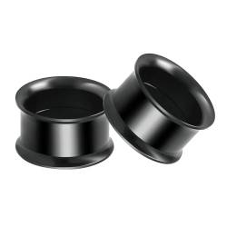 Ayoiow Ohr Tunnel 12mm, 2 Stk Ohr Tunnel Set, Chirurgenstahl Plug Ohrringe für Männer Tunnel Schwarz Reifen Plugs 12mm von Ayoiow