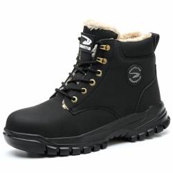 Ayqyc Sicherheitsschuhe Arbeitsschuhe Winter Sicherheitsstiefel Herren Damen Wasserdicht Arbeitsstiefel rutschfest Stahlkappenschuhe Schutzschuhe mit Warm Gefüttert von Ayqyc